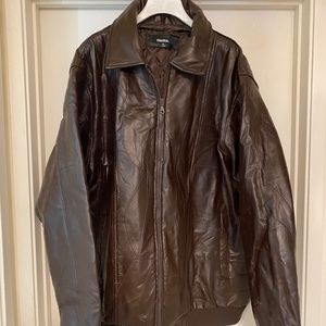 NEW Embossed Leather Bomber Jacket Brown Big and Tall 3XL Tall